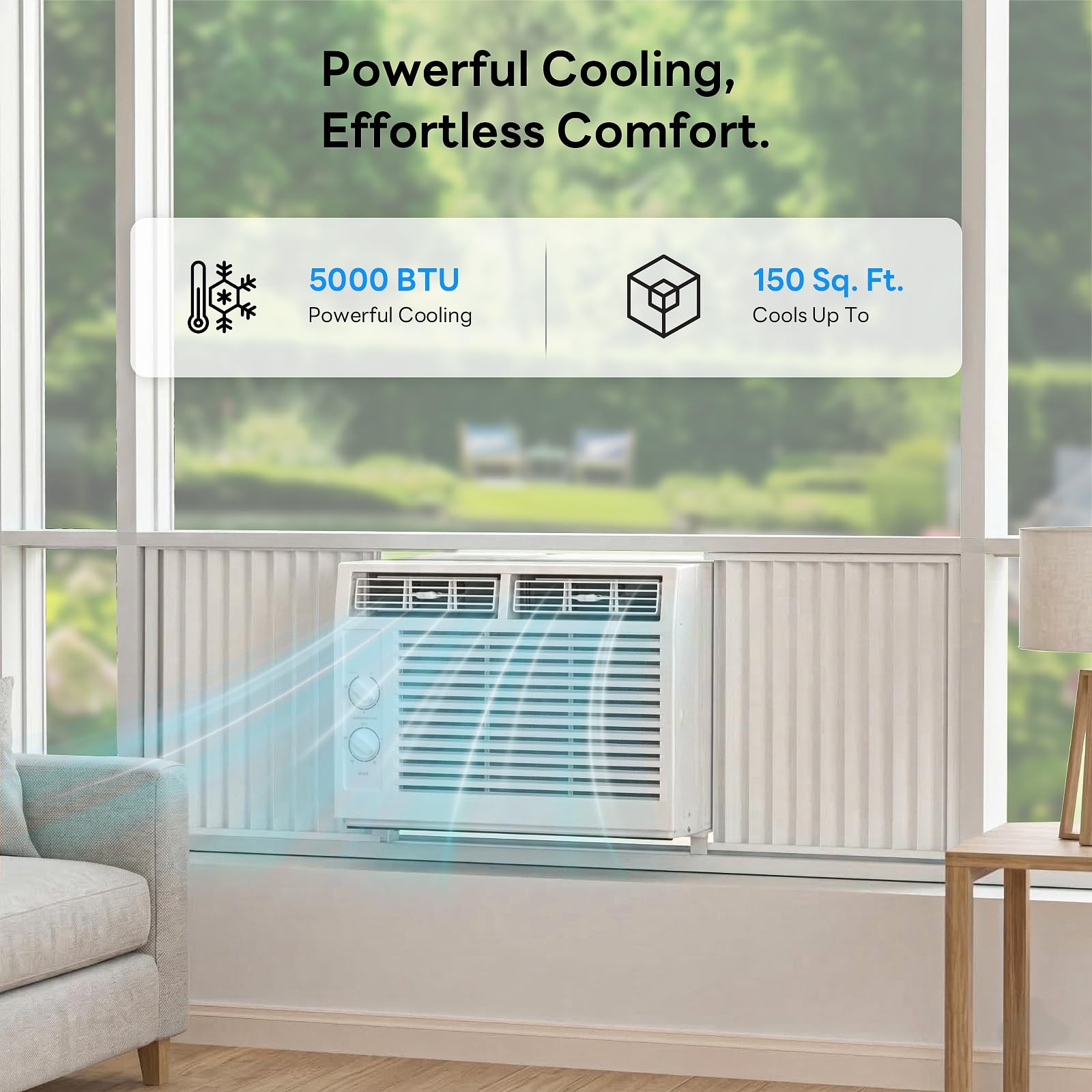 ZAFRO 5,000 BTU Window Air Conditioner Cools Up to 150 Sq.Ft.