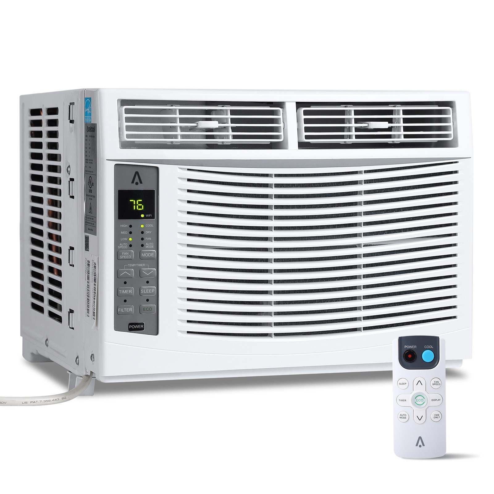 115V Window Air Conditioner 6000 BTU AC Unit Cools Rooms 250 Sq Ft W/ Remote NEW
