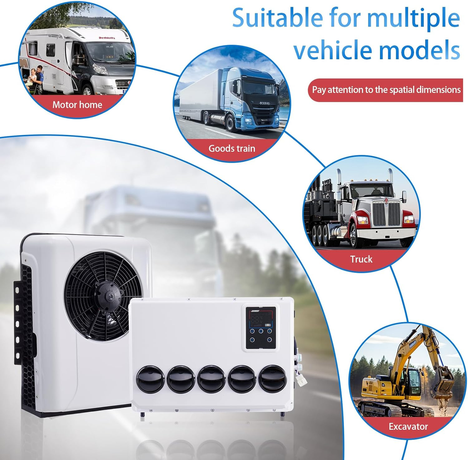 12V DC Truck Air Conditioner 9000BTU for RVs, Vans, Trailers & Campers