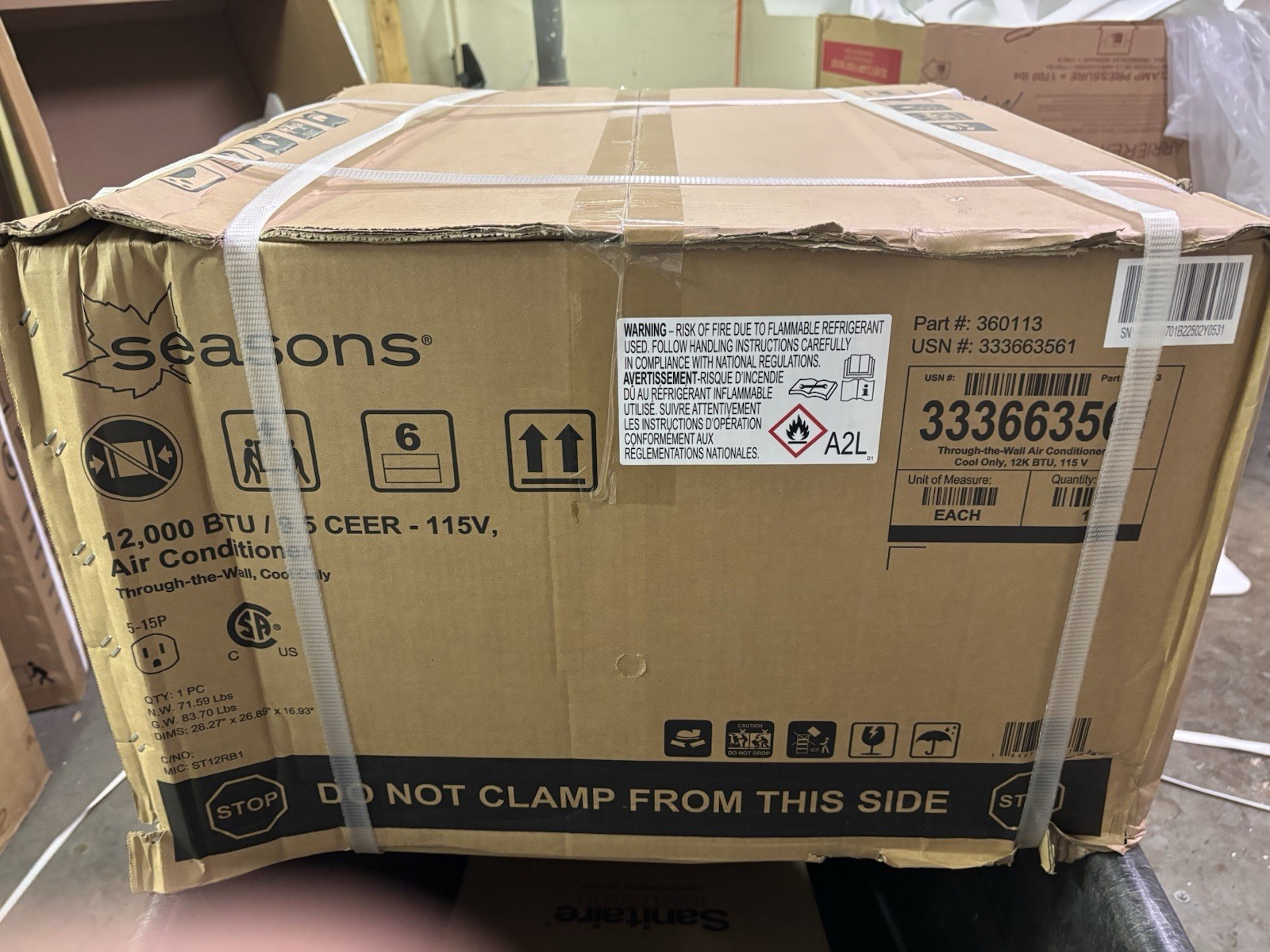 SEASONS 12,000 BTU WINDOW AIR CONDITIONER Or Through Wall.115volt House Plug