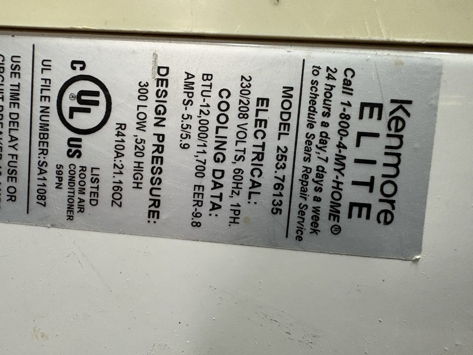 Kenmore Elite 12000 BTU Window Air Conditioner 253.76135 Digital White