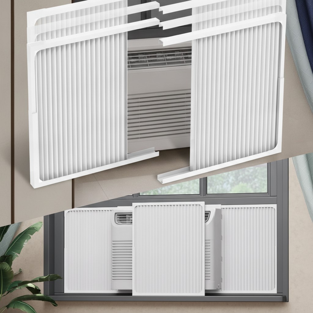Adjustable Window Air Conditioner Side Panels and Frame Set,Extra Wide Window AC