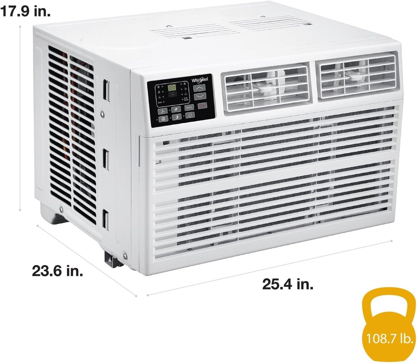Whirlpool 18,000 BTU 230V Window AC w/Supplemental Heat Rooms up to 1000 Sq Ft