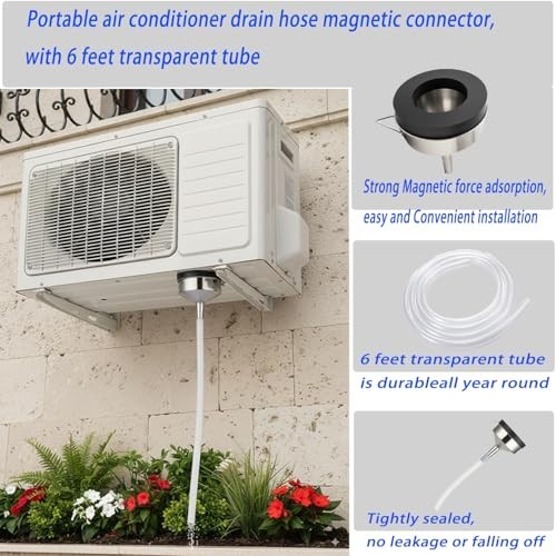 Universal 6Ft Magnetic Window AC Drain Kit – Portable Hose for Air Conditioners