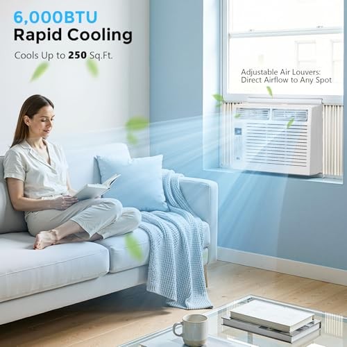 6000BTU Window AC Cools 250sqft White