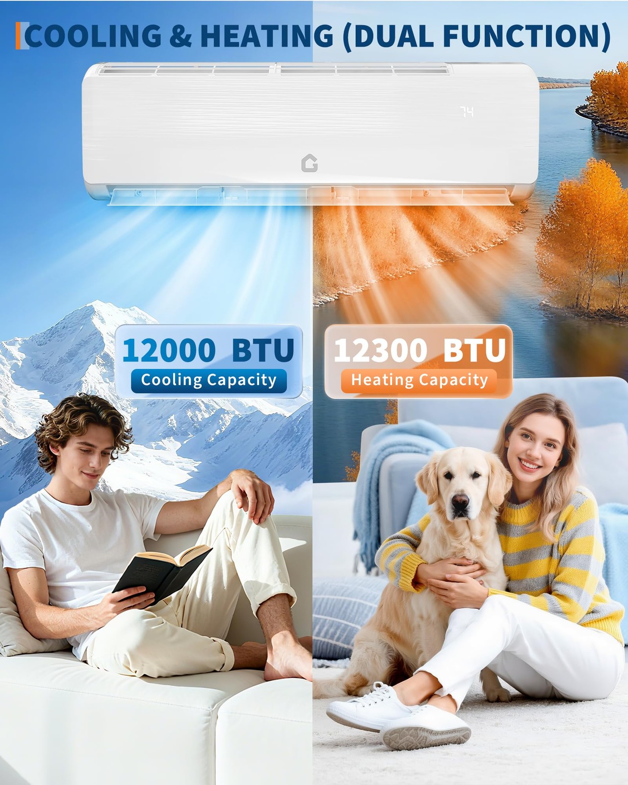 12000 BTU High Efficiency Hyper Series Mini Split Heat Pump Air Conditioner 230V