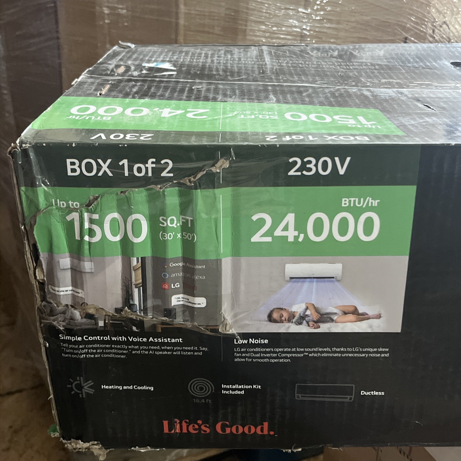 NEW!! LG 24,000 BTU 20 SEER2 Wi-Fi 1-Zone Ductless Mini Split ONLY INDOOR UNIT