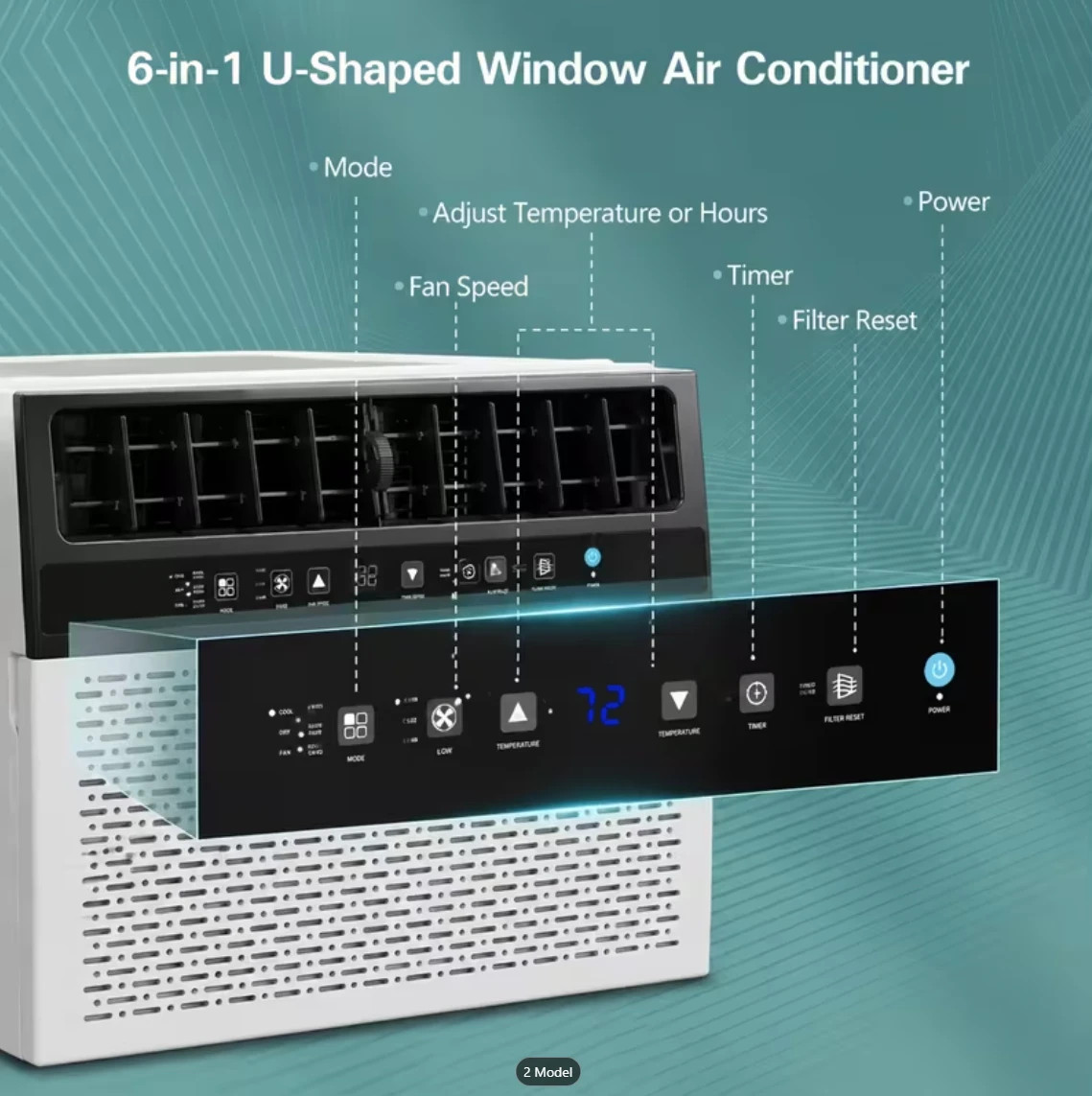 Energy-Saving Window Air Conditioner 12000 BTU Unit, U-Shaped AC Unit