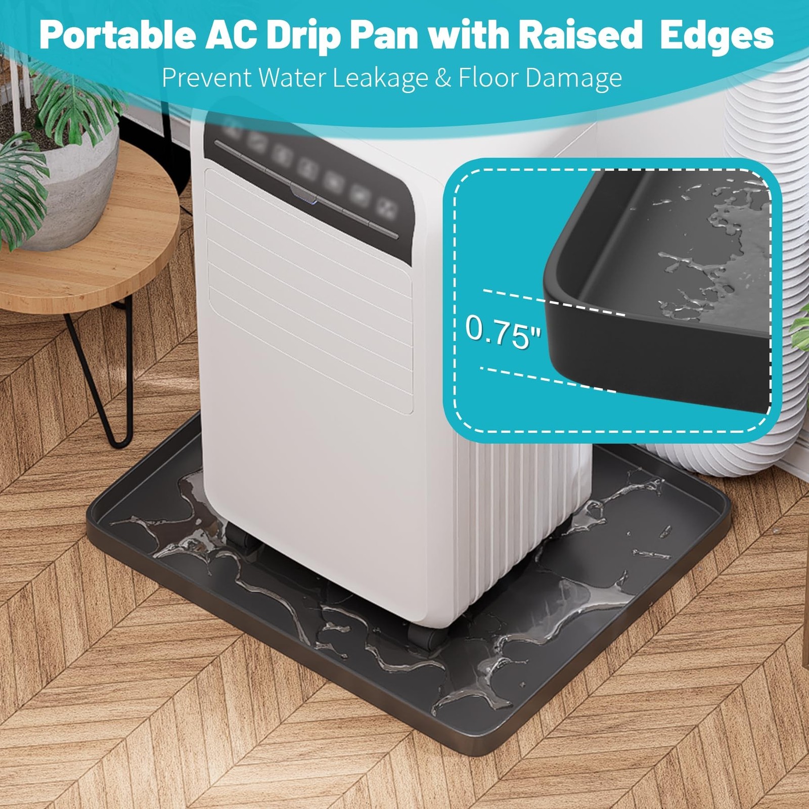 Portable Air Conditioner Drip Pan, 23.6″ x 19.7″ x 0.75″ Non-Slip Large Drip …