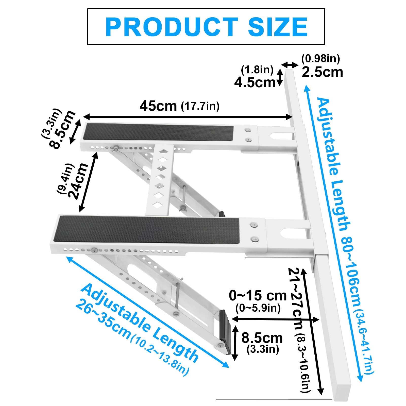 Heavy-Duty Universal AC Window Support Bracket, No Drill, Up to 200lbs, Fits Mos
