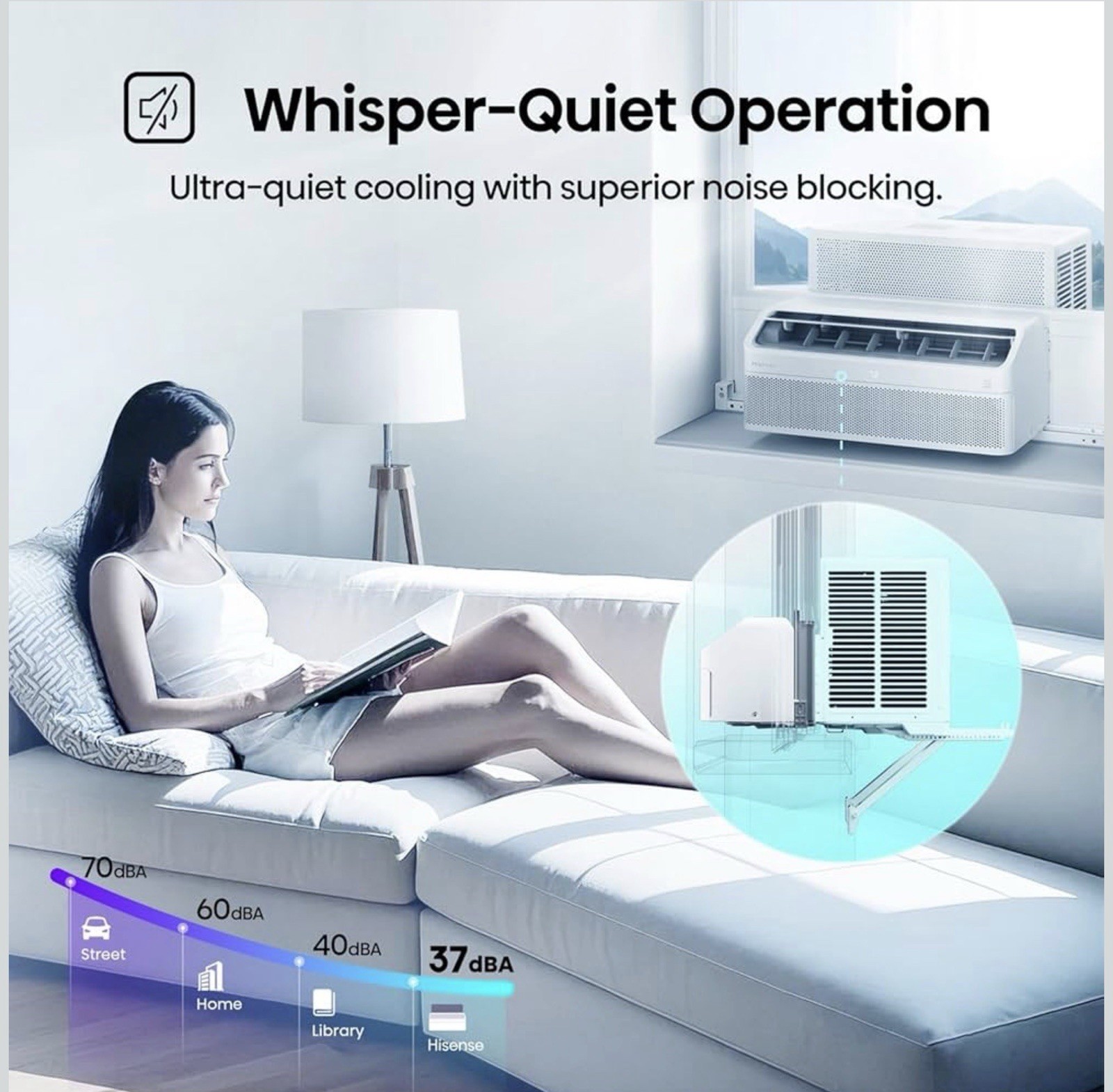 Hisense 10,000 BTU Window Air Conditioner WiFi App Remote Inverter White