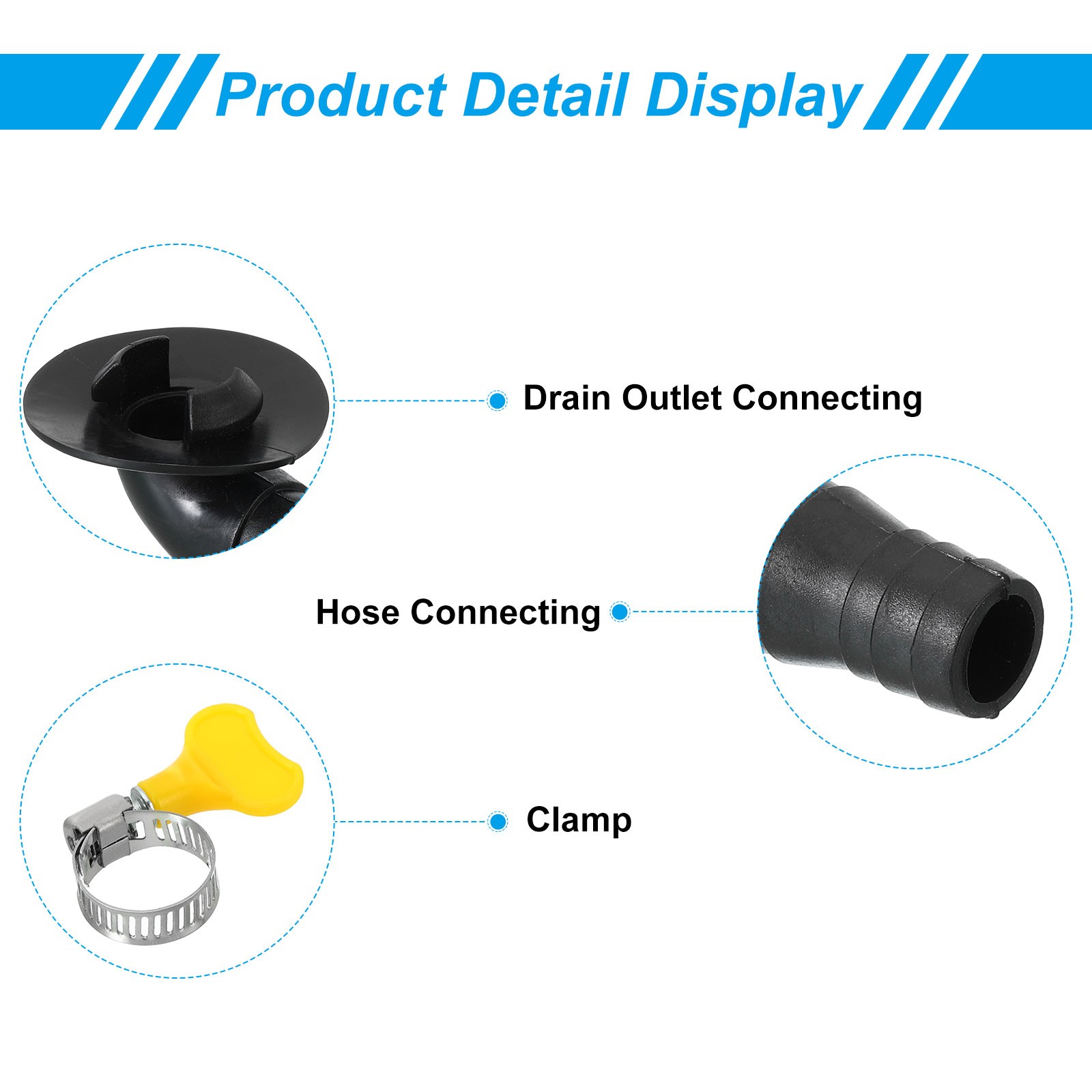 1pcs 20mm Air Conditioner Drain Hose Connector with Clamp, Black Style 8