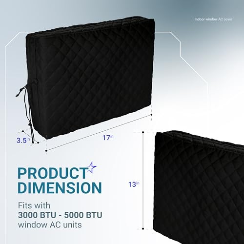 UPGRADED Window Air Conditioner Cover Indoor – NEW 3000 – 5000 BTU Black