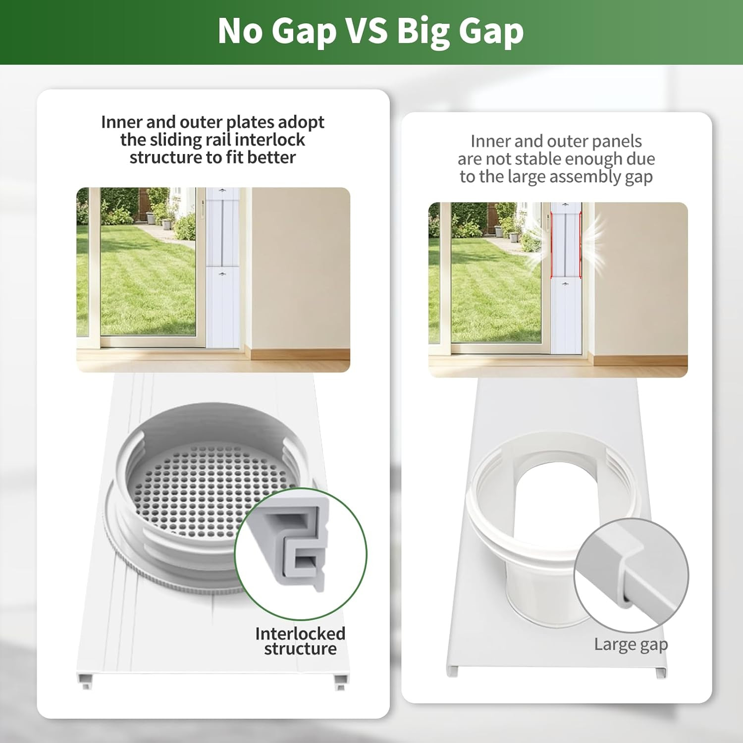 Upgrade Portable Air Conditioner Sliding Door Vent Kit with 4-In-1 Coupler Filte
