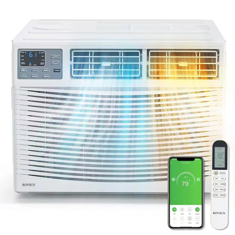 8,000 BTU (DOE) Wi-Fi Window Air Conditioner 350 Sq. Ft. with Heater in White 11
