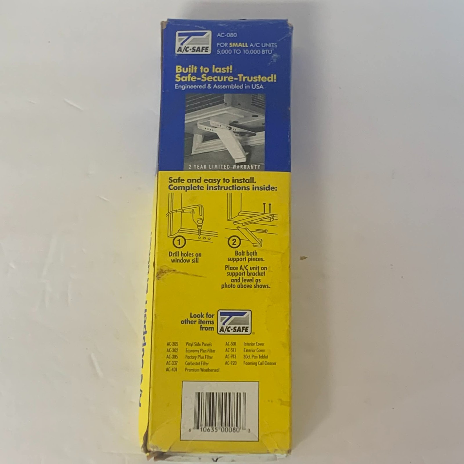A/C-Safe Small Window Air Conditioner Support Bracket AC-080 Up To 80 pounds