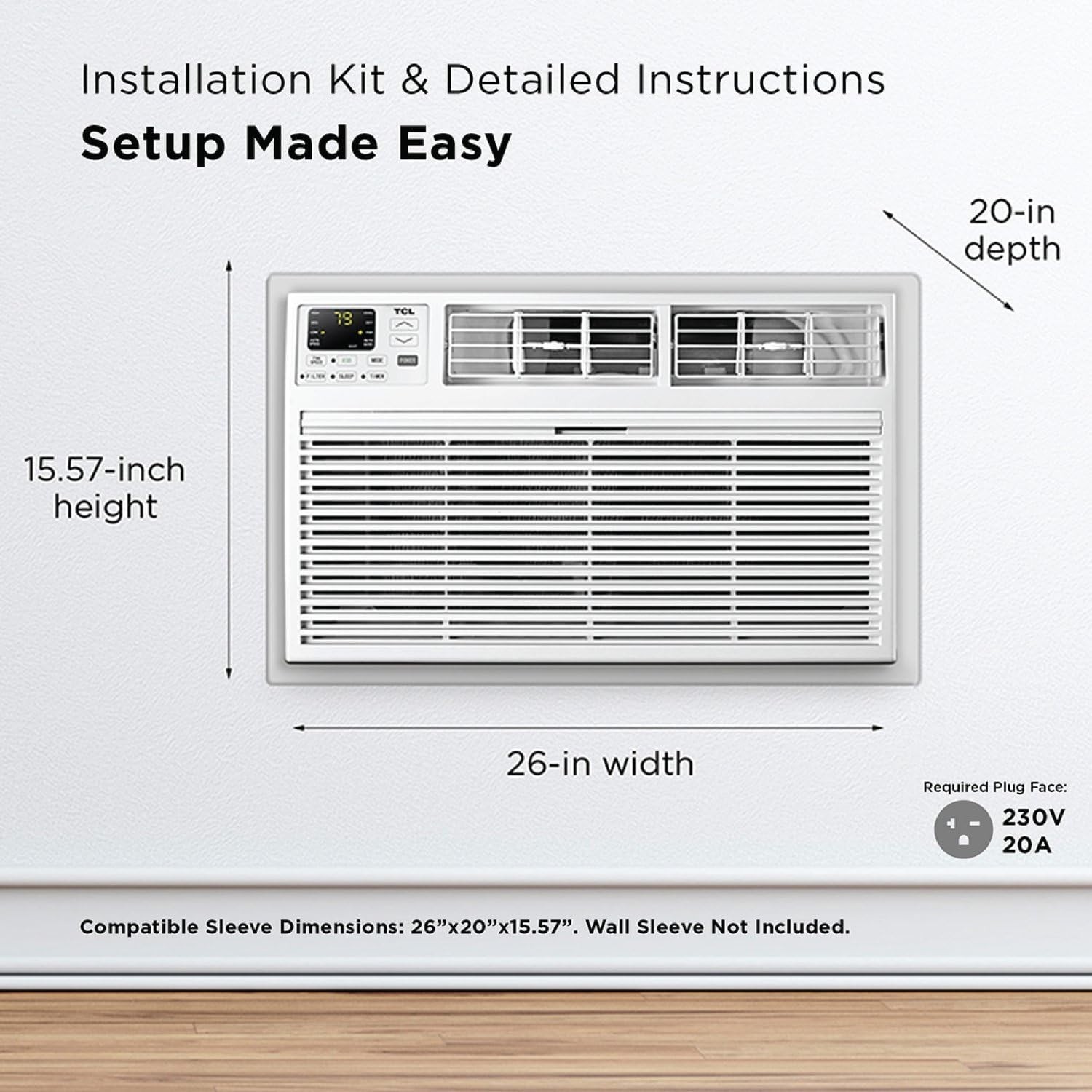 TCL 8,000 BTU Smart Through-The-Wall Air Conditioner, Alexa Google Assistant