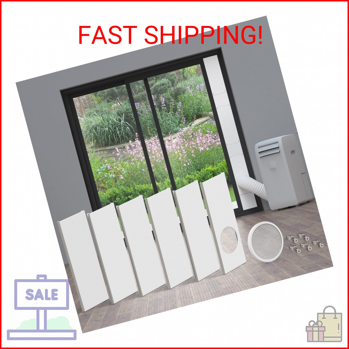 Daisypower Sliding Door Kit for Portable Air Conditioner,Adjustable Seal Panels