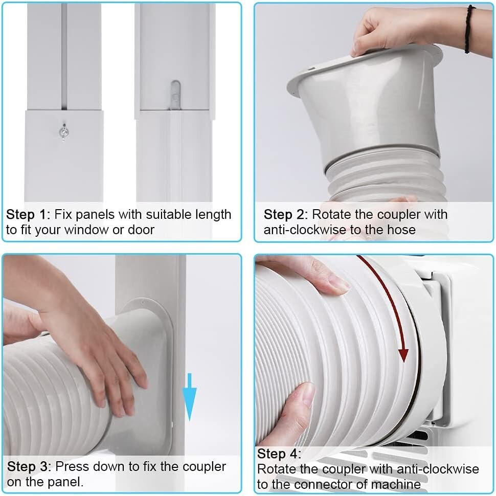 Portable Air Conditioner Window Vent Kit 5.9” Exhaust Hose Adjustable Universal