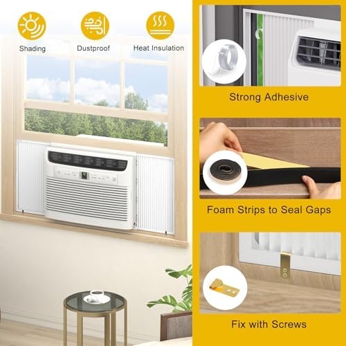 Window Air Conditioner Side Panels with Frame Adjustable Extra Wide 2 Pack