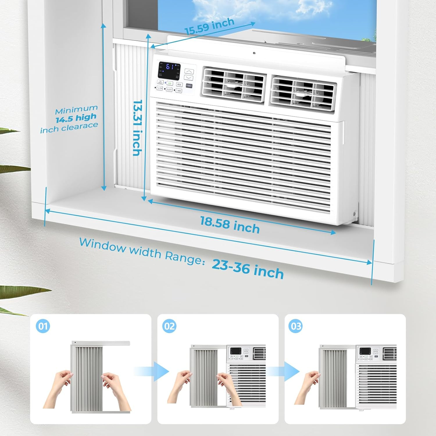 8000 Btu Window Air Conditioner,Ac Window Unit up to 350 Sq.Ft,24H Timer,Remote