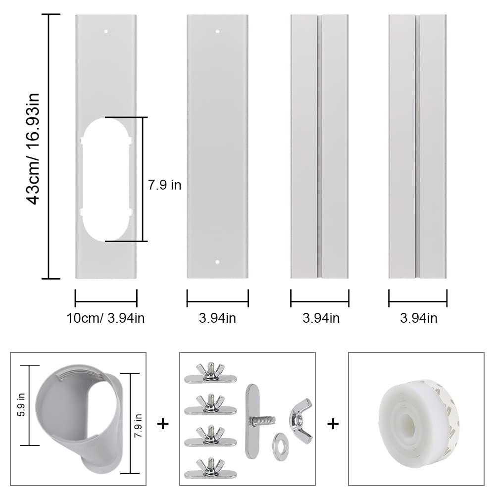 Universal Portable Air Conditioner Window Vent Kit, 5.9″ Diameter, 59″ Exhaust H