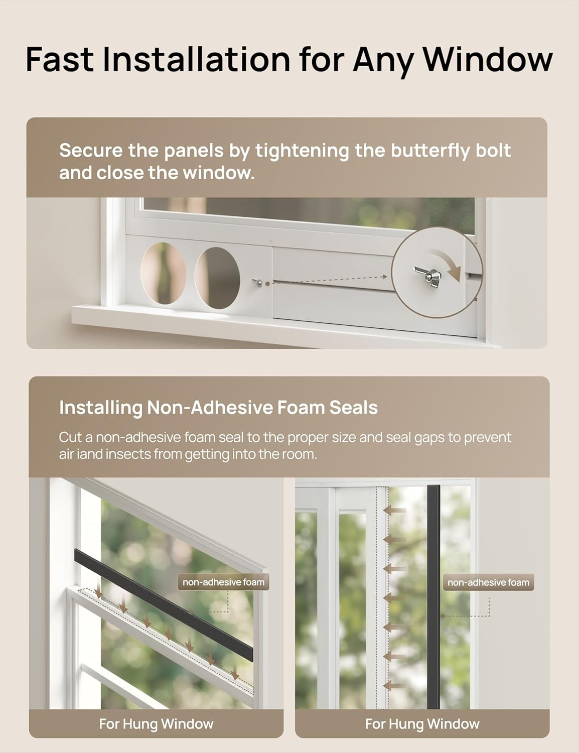 Adjustable Portable Air Conditioner Window Vent Kit for Dual Hose with 5.9 Inch