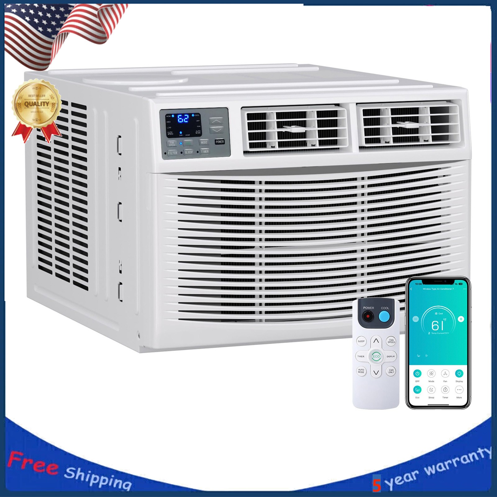18000 BTU Window Air Conditioner Cooling & Heating for Rooms up to 1000 Sq Ft