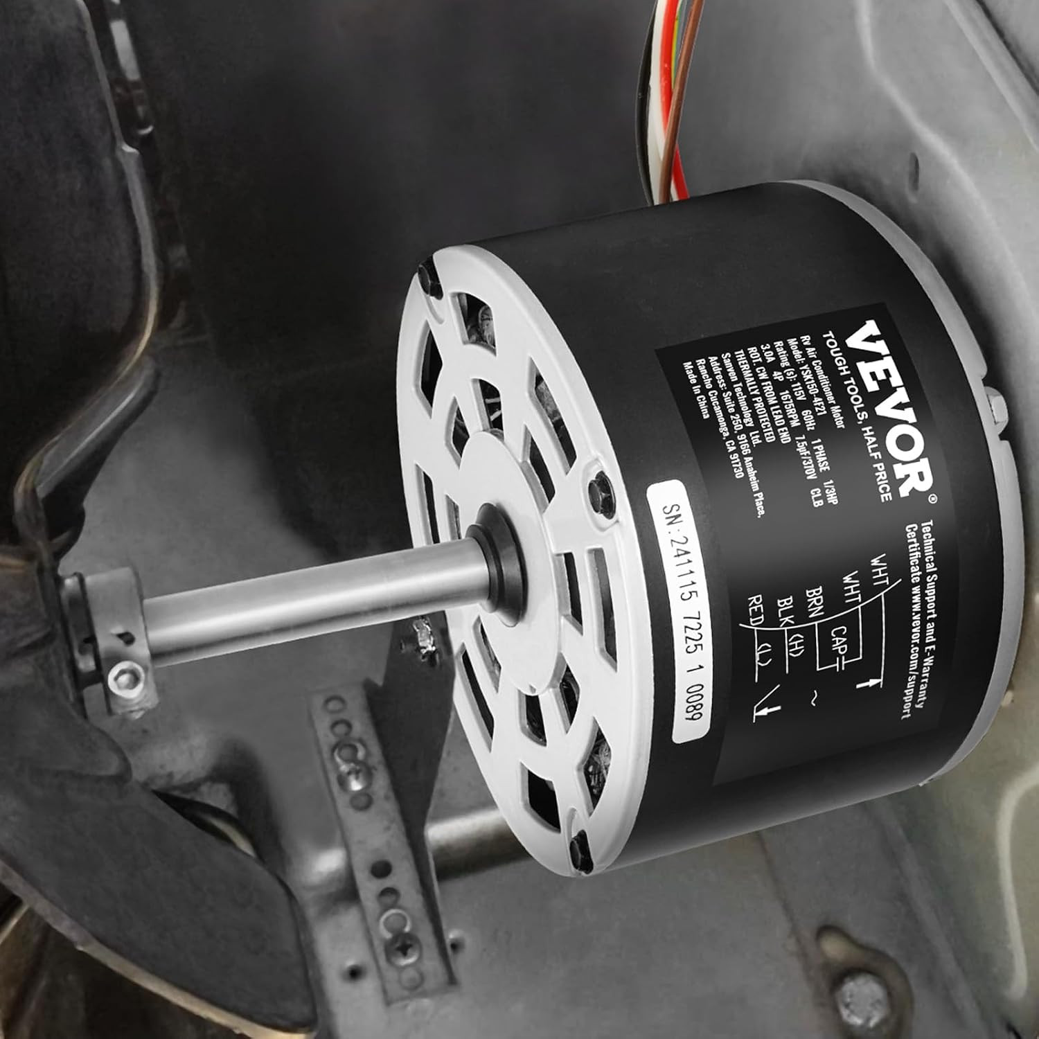 1/3HP RV Air Conditioner Motor with Capacitor, AC115V 3A, 1675 RPM, Replacement