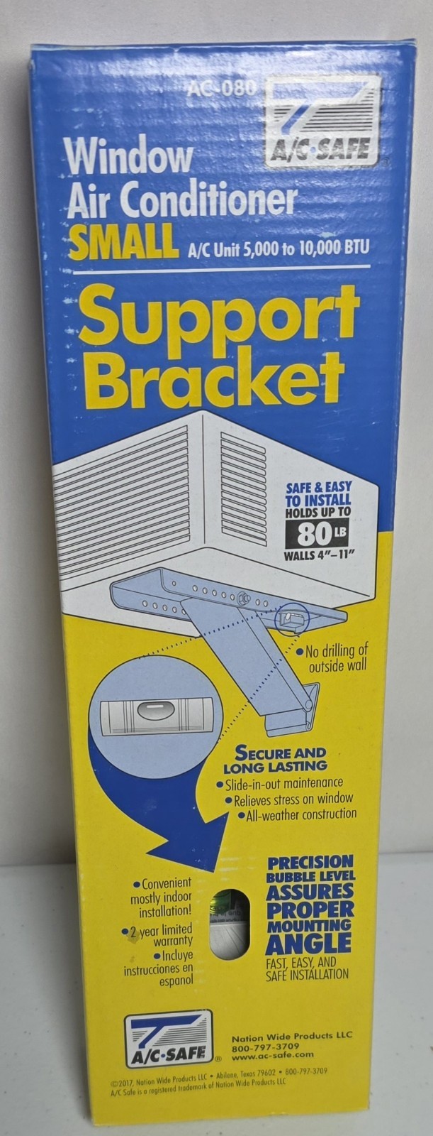 A/C Safe AC-080 Window Air Conditioner Support Bracket for Small Units to 80 lbs