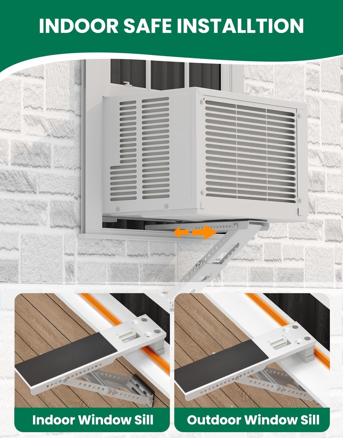 Adjustable Window Air Conditioner Support Bracket with Anti-Slip Mat & Level – 8