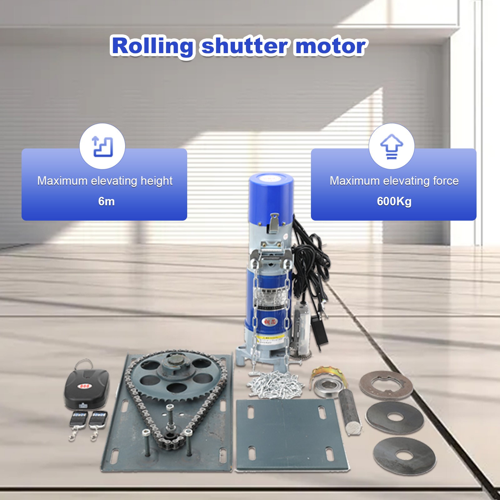 Rolling Door Motor 300W AC 110V 3 Control Electric Garage Door Shutter 600KG