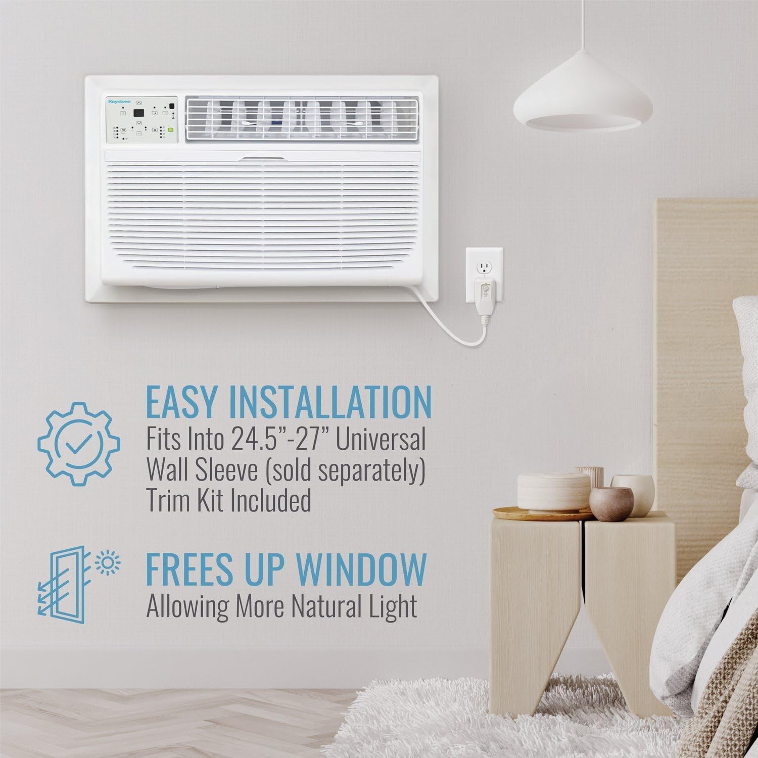 Keystone 14,000 BTU Wall Mounted Air Conditioner Supplemental Heat Dehumidifier