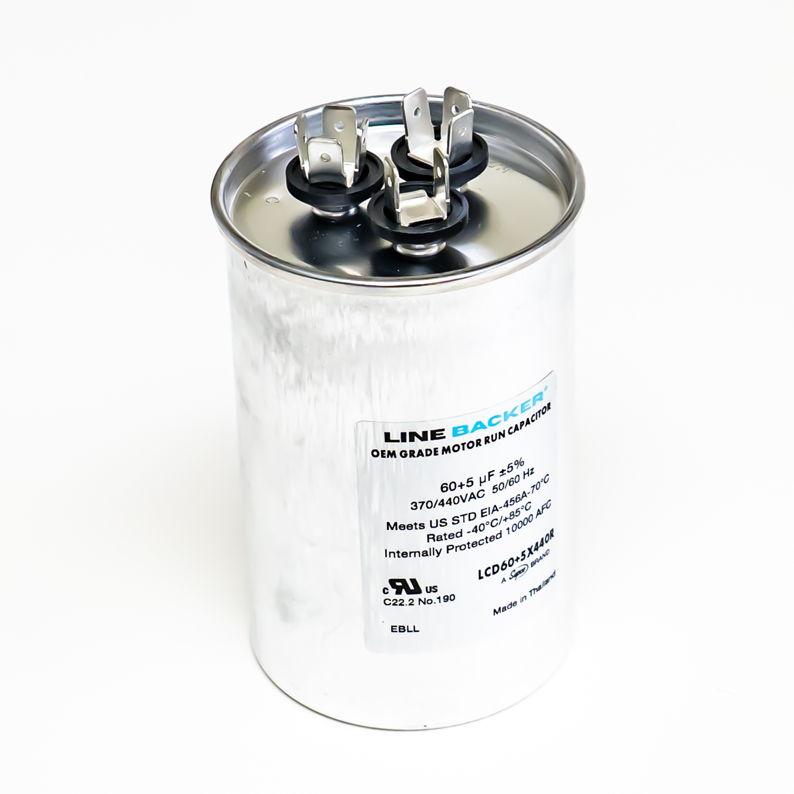 Supco Capacitor Round Dual Run 60 + 5 uf mfd 370/440 Volts for HVAC Motors