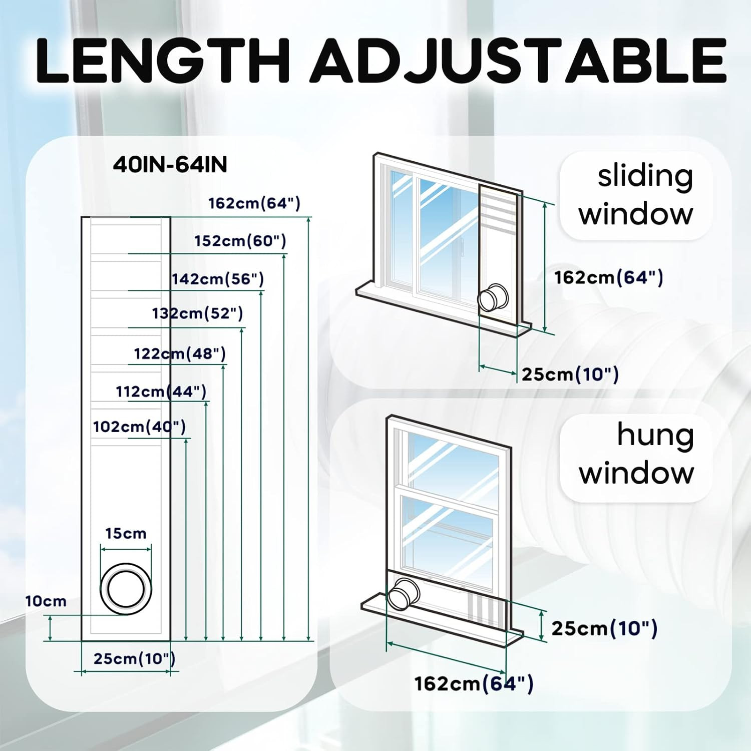 Portable Air Conditioner Window Kit, Window Vent Kit Seal Kit