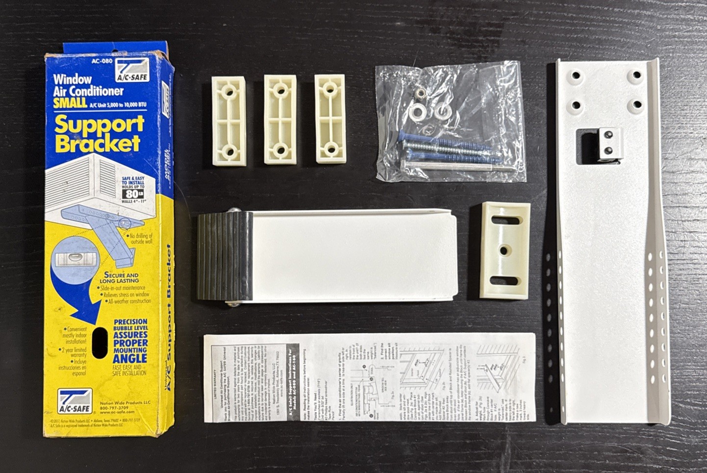 AC Safe AC-080 Universal Light-Duty Air Conditioner Support Bracket, Up to 80lb