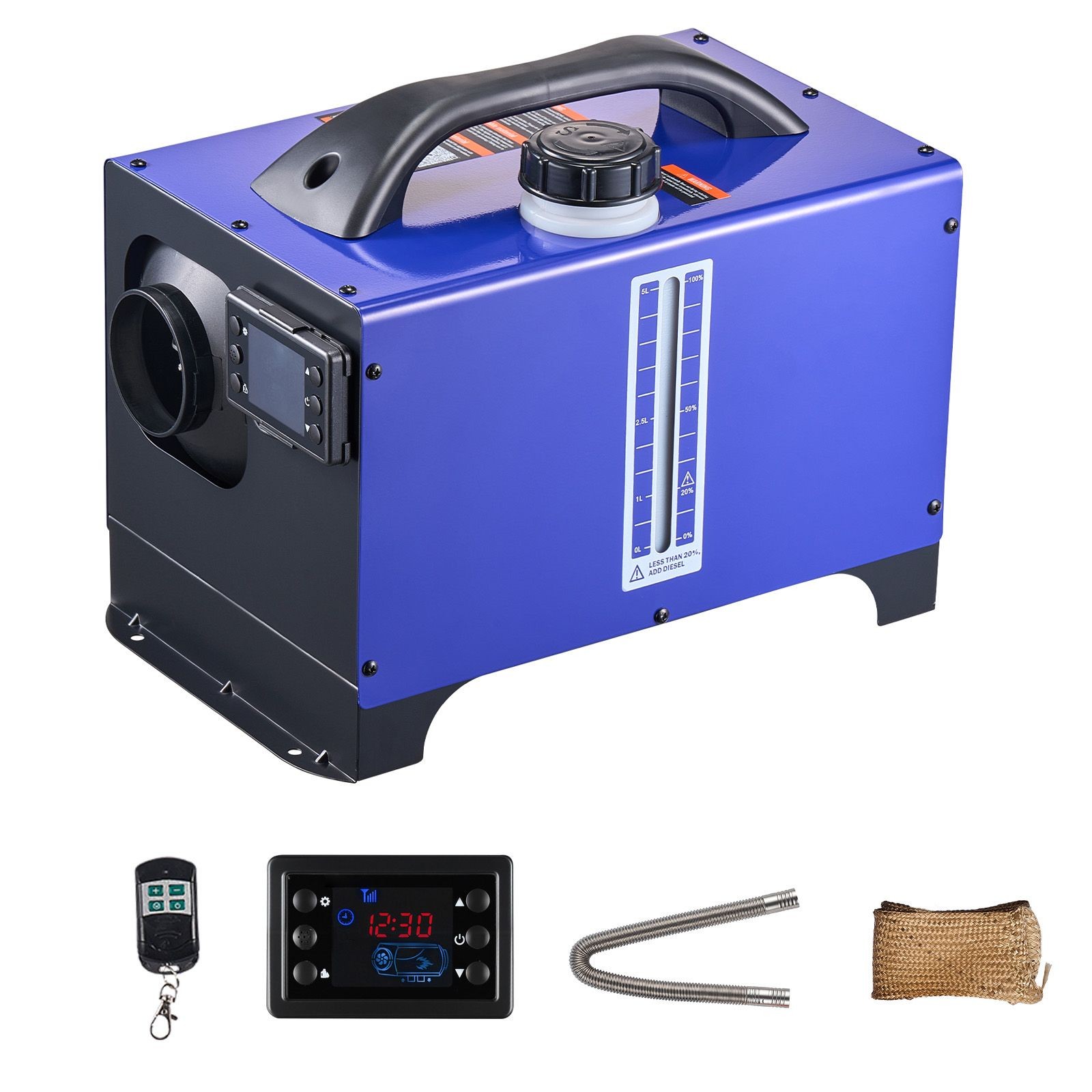 8KW 12V/ 24V Portable Diesel Air Heater with Remote, LCD, 1.3 Gal Tank for RV