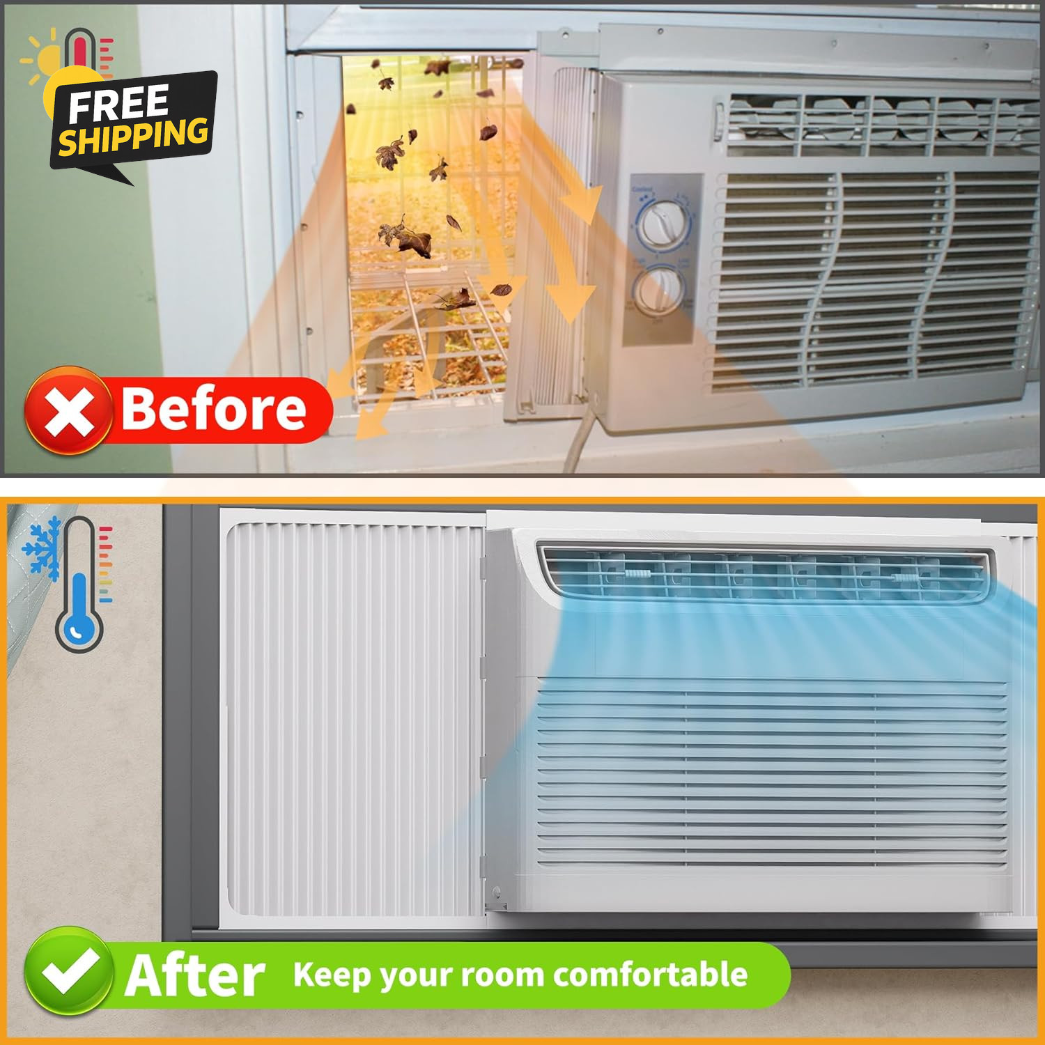 Adjustable Window Air Conditioner and Frame Set Wide Window AC Side Panel