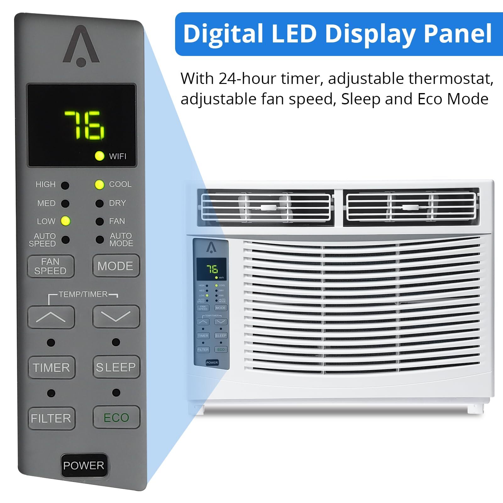 6000 BTU Window Air Conditioner Cools 250 Sq.Ft Window AC Unit with Remote 115V