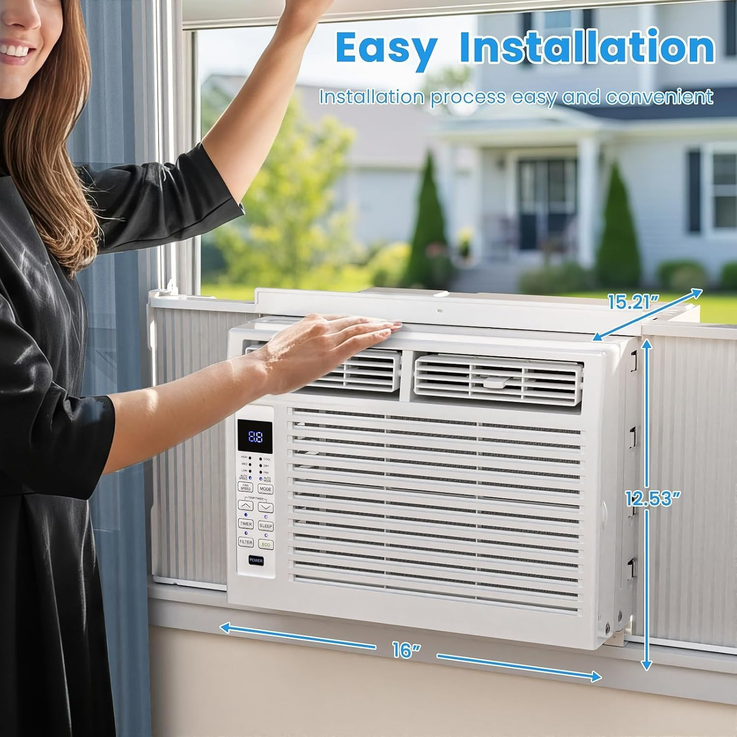 6,000 BTU Window Air Conditioner, Window AC Unit with Remote Control, Cools up t