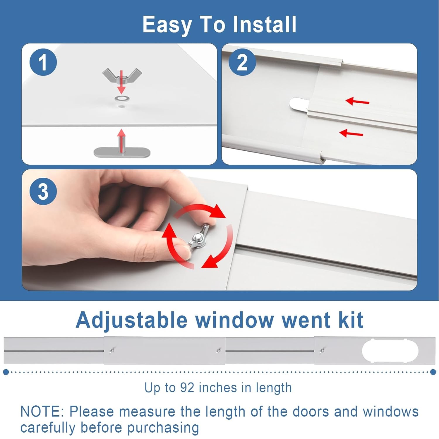 Portable AC Window Vent Kit, Adjustable Vertical/Horizontal Sliding Window Kit P