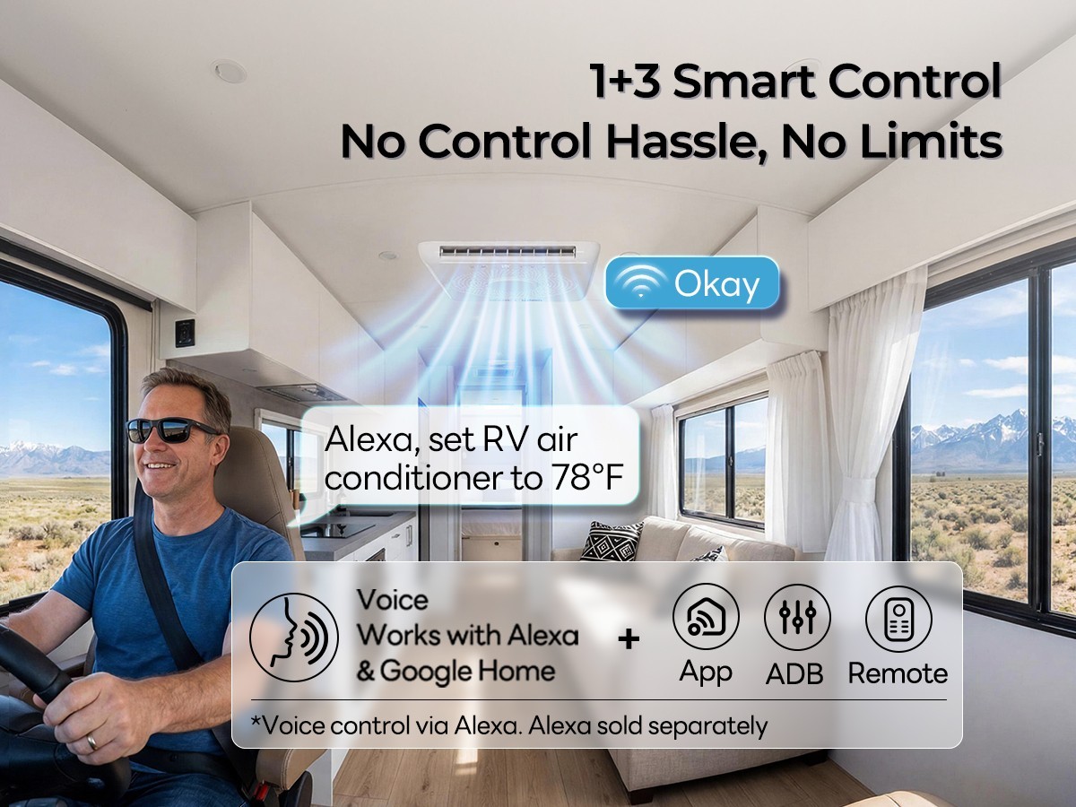 18K BTU Ducted RV AC & Heat Pump 43dB Quiet Voice Control 14-1/4″ Roof Mount