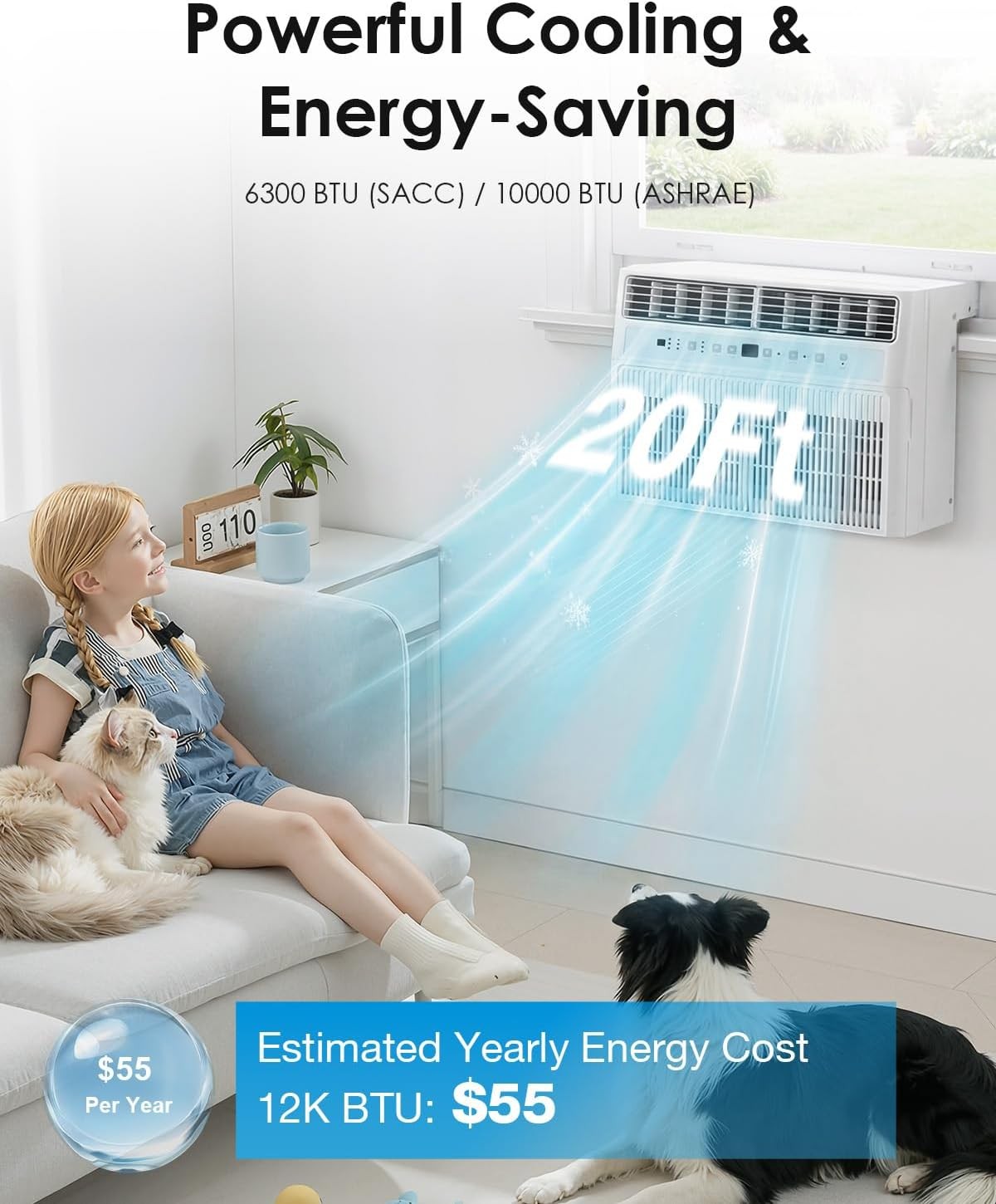 U-Shaped Window Air Conditioner, 10000 BTU AC Unit, Cools up to 250 Sq. Ft.