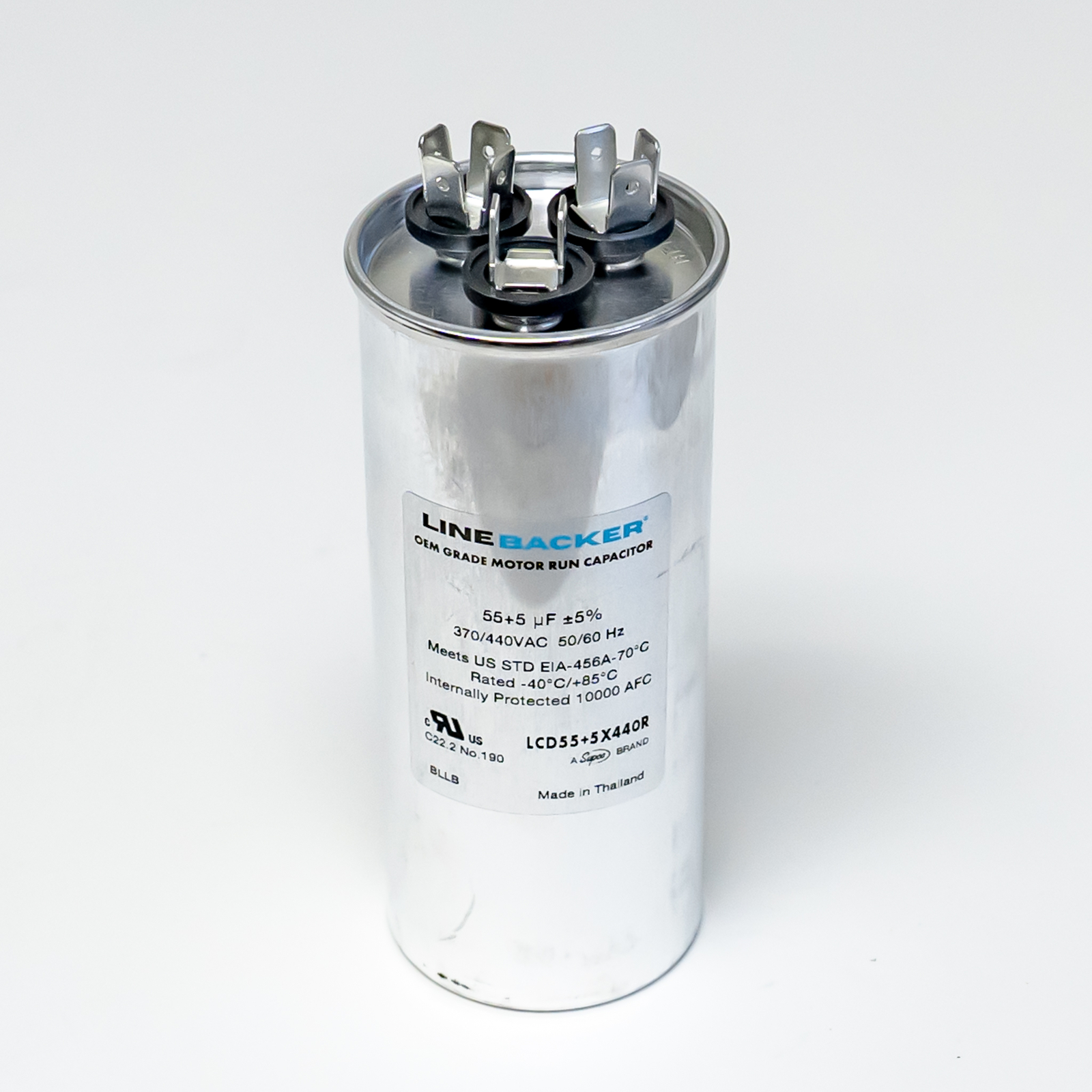Supco Capacitor Round Dual Run 55 + 5 uf mfd 370/440 Volts for HVAC Motors