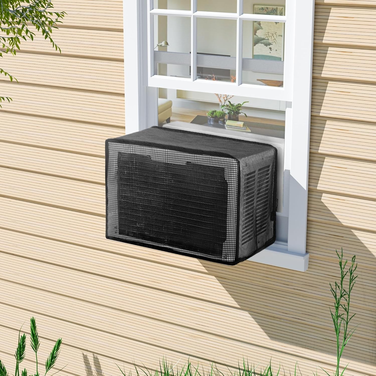 Window Air Conditioner Covers Specially for Midea U-Shaped Outdoor Unit, Black