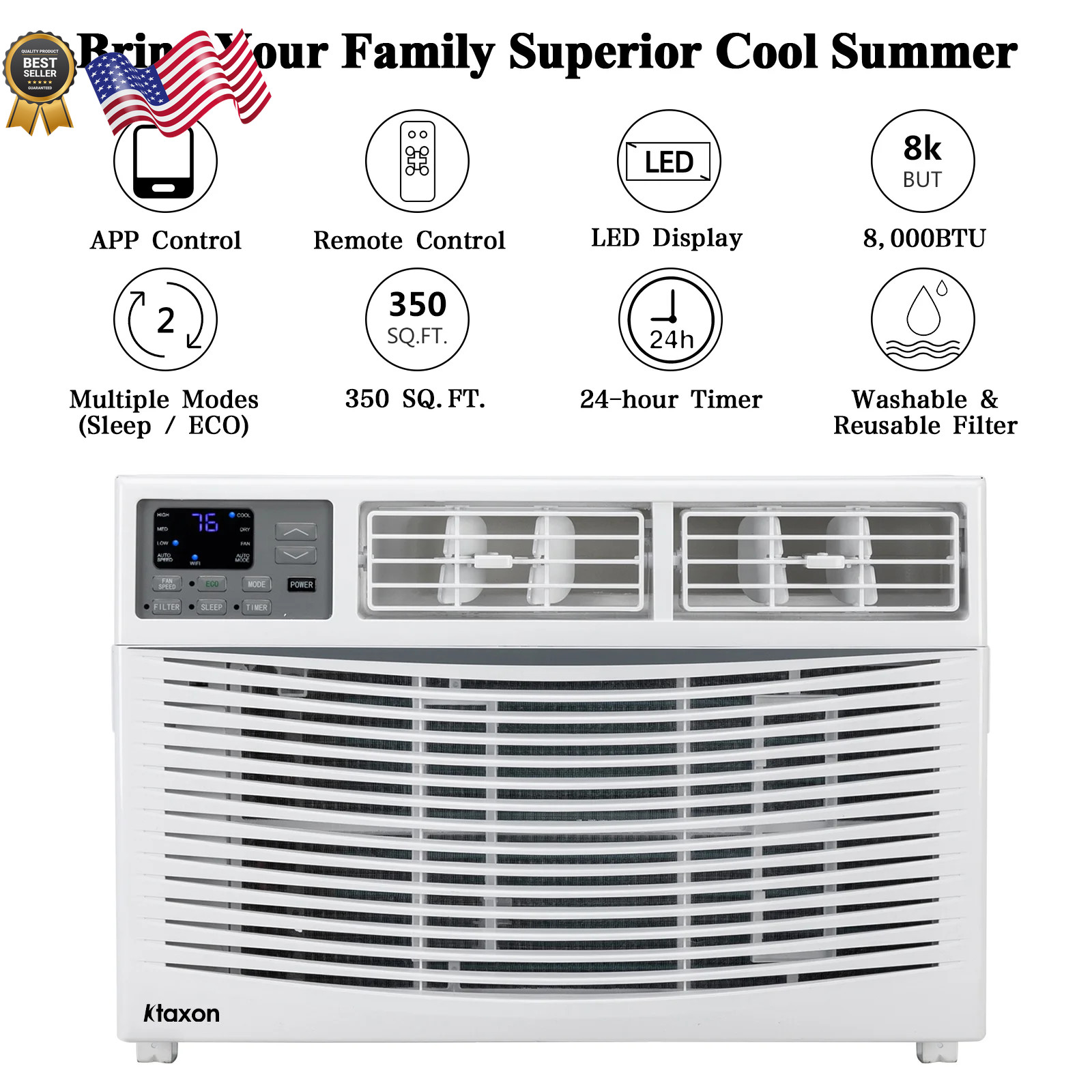 Air Conditioner 8,000 BTU 115-Volt Window Air Conditioner with Wifi and Eco Mode