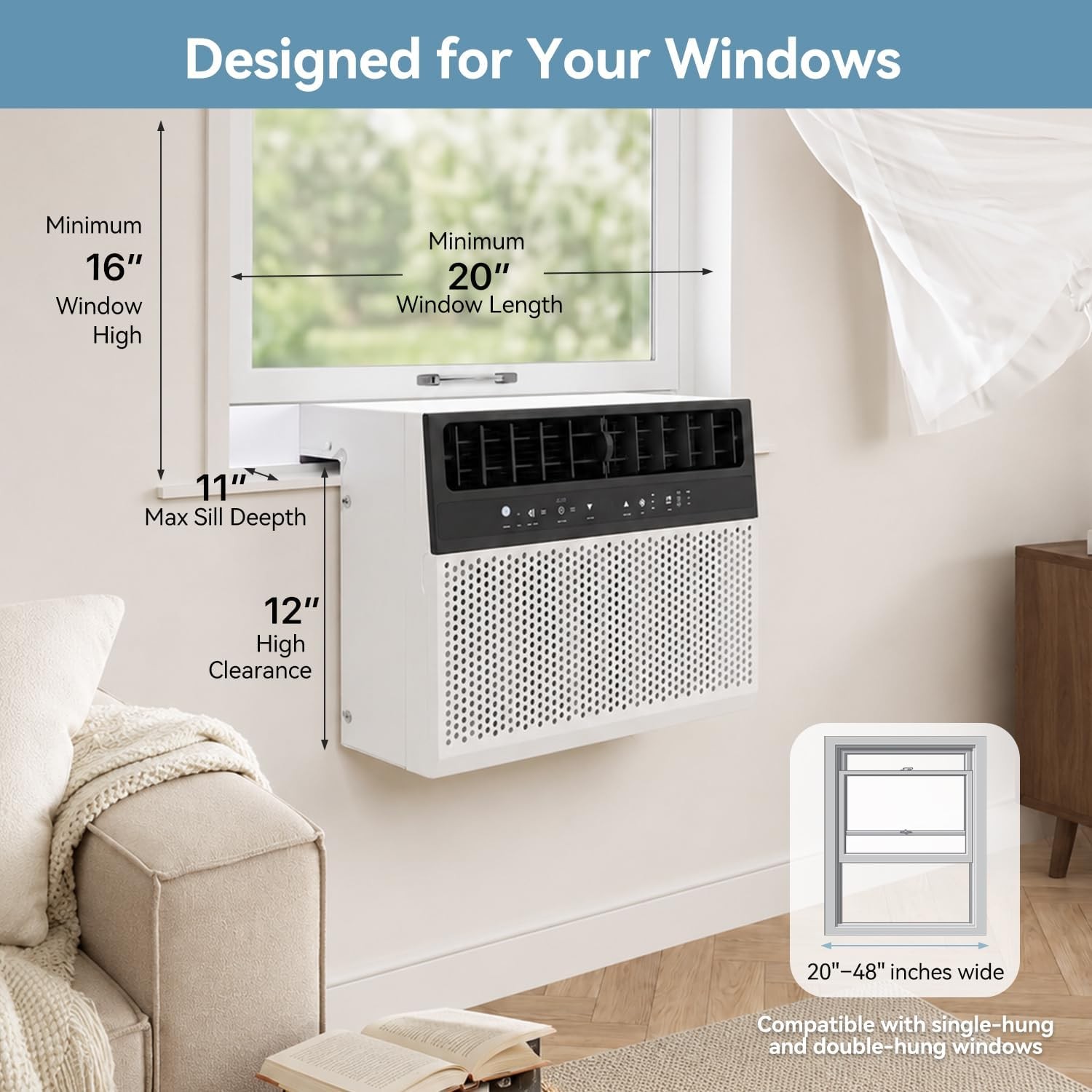10000BTU /12000BTU U-shaped 6-in-1 Window Air Conditioner Cools up to 450 sq.ft