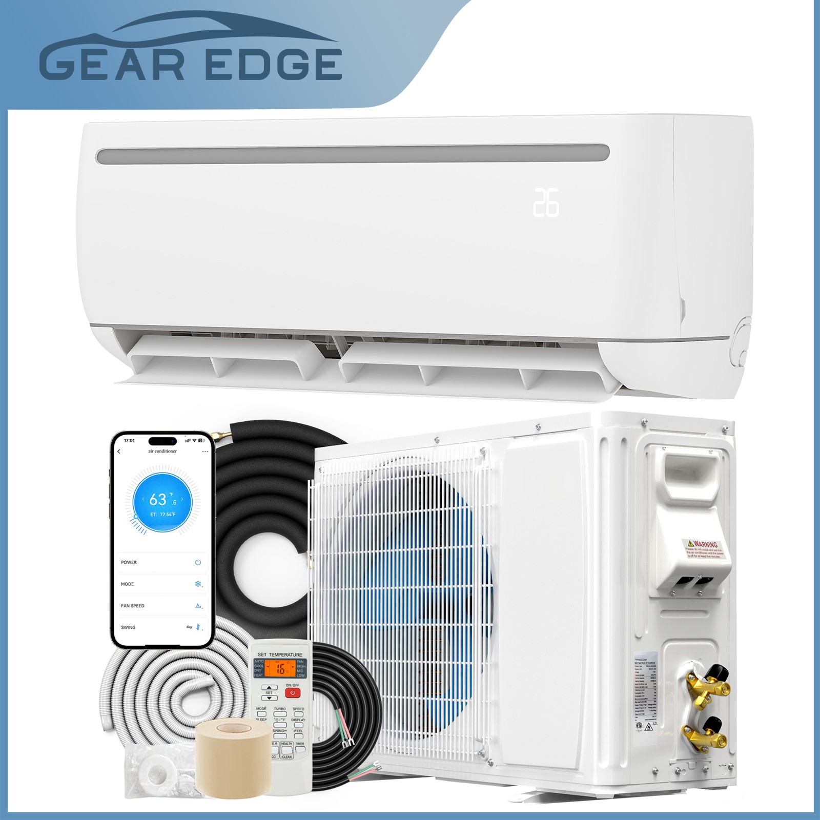 18000 BTU Ductless Mini Split Heat Pump – 19 SEER2, 208-230V Power 18K