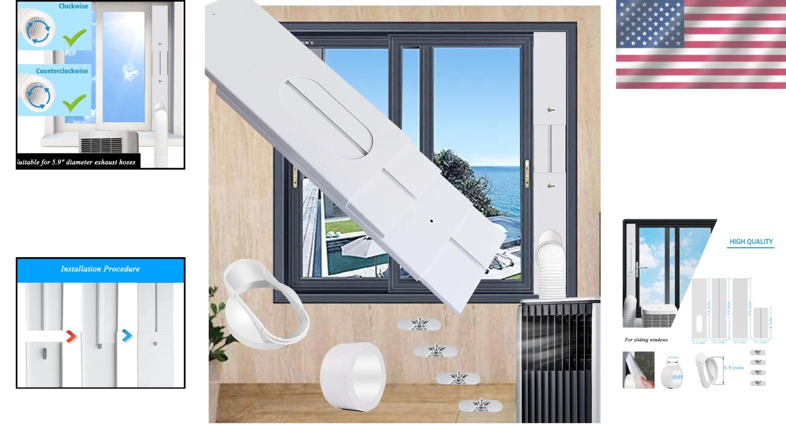 Energy-Saving Portable AC Window Seal Kit – Fits 5.9” Diameter Exhaust Hose