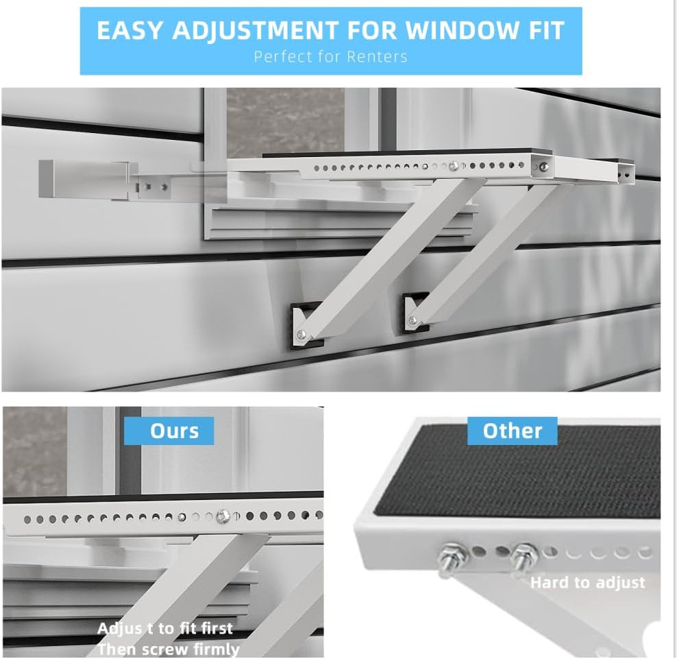 Window AC Support Bracket, No-Drill No-Tool Air Conditioner Support Bracket Adju